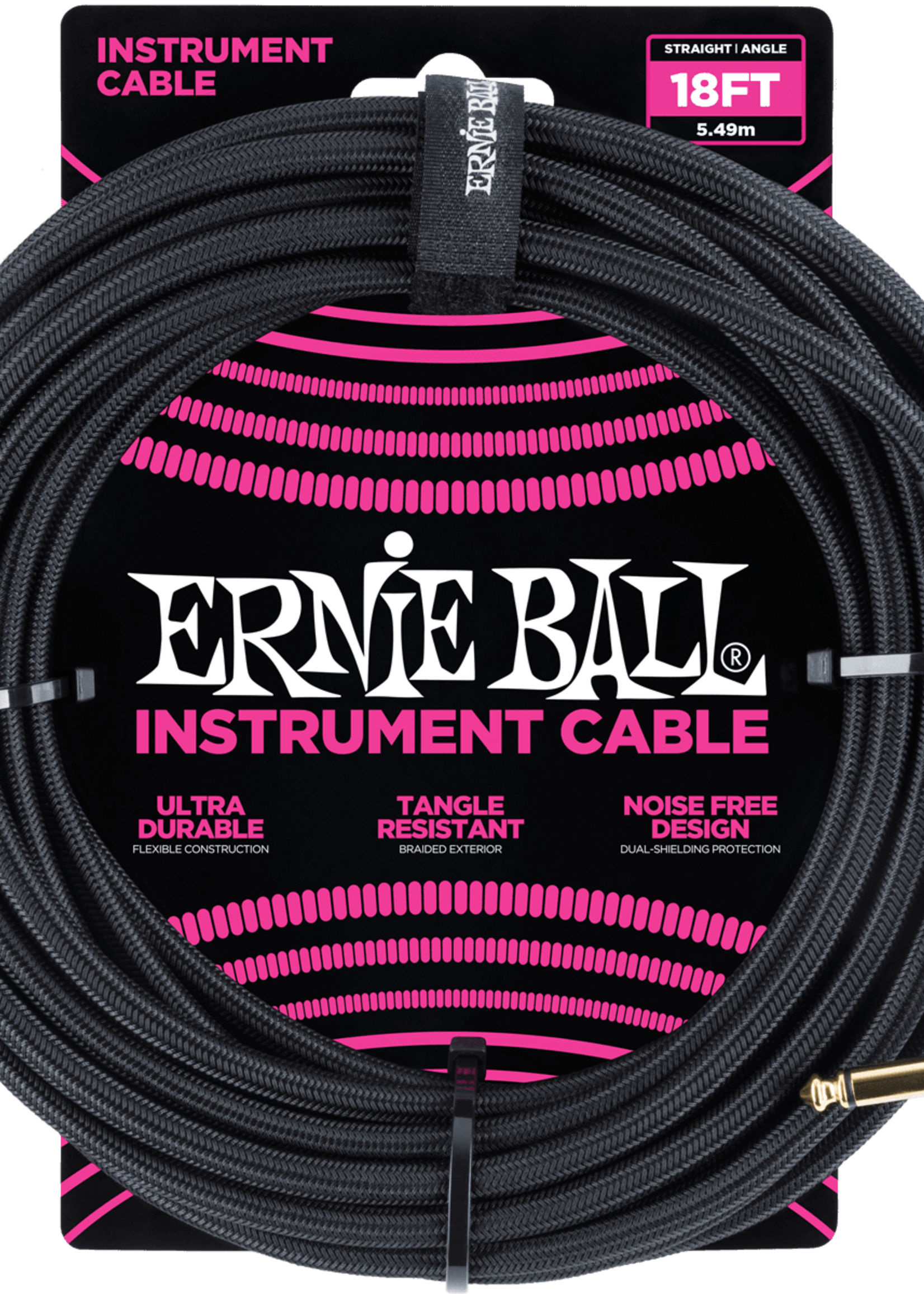 Ernie Ball Ernie Ball Instrumentenkabel 5,5 Meter Zwart - Recht/Haaks (EB6086)