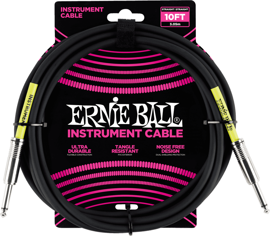 Ernie Ball Instrumentenkabel 3 Meter Zwart (Recht/Recht) (EB6048)