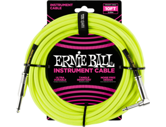 Ernie Ball Instrumentenkabel Recht/Haaks 3 m Geel Fluo