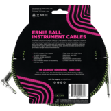 Ernie Ball Jackkabel Recht/Haaks 3 m Zwart/Groen, gevlochten (EB 6077)