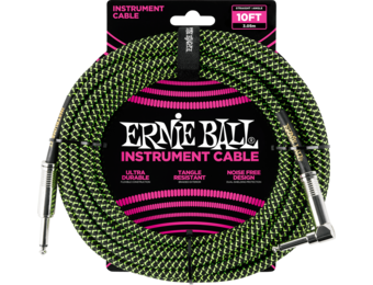Ernie Ball Instrumentenkabel Recht/Haaks 3 m Zwart/Groen