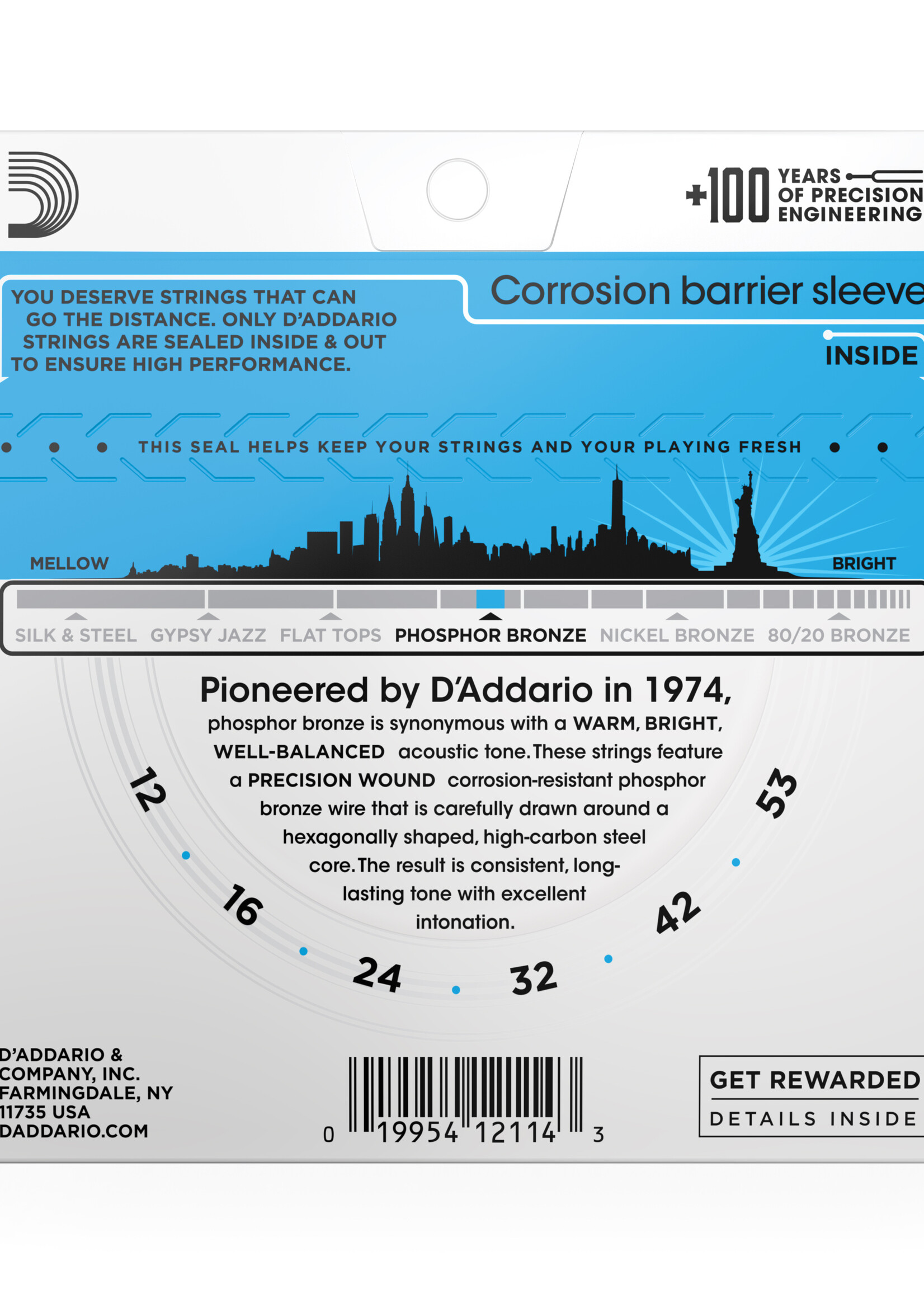 D'Addario D'Addario EJ16 Phosphor Bronze Akoestische Gitaarsnaren (Light, 12-53)