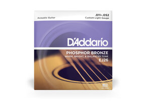 D'Addario EJ26 Phosphor Bronze Akoestische Gitaarsnaren (Custom Light, 11-52)