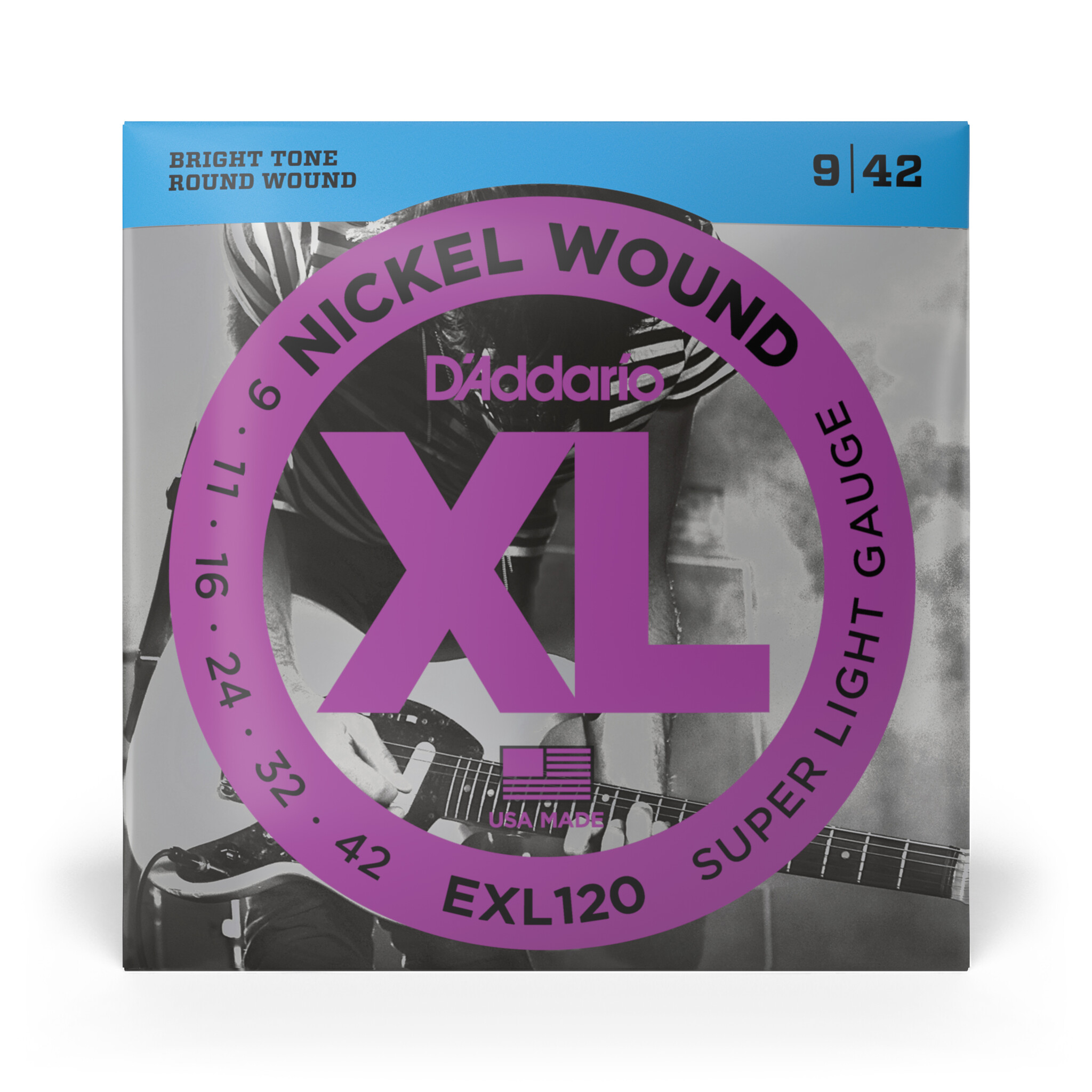 D'Addario EXL120 Nickel Wound Elektrische Gitaarsnaren, Super Light, 09-42