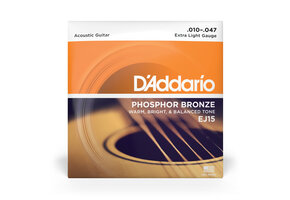 D'Addario EJ15 Phosphor Bronze Akoestische Gitaarsnaren (Extra Light, 10-47)