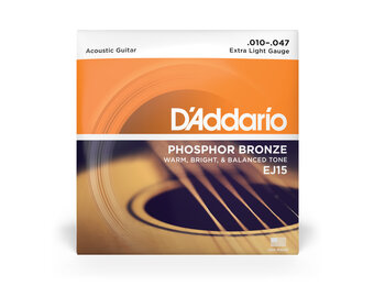 D'Addario EJ15 Phosphor Bronze Akoestische Gitaarsnaren (Extra Light, 10-47)