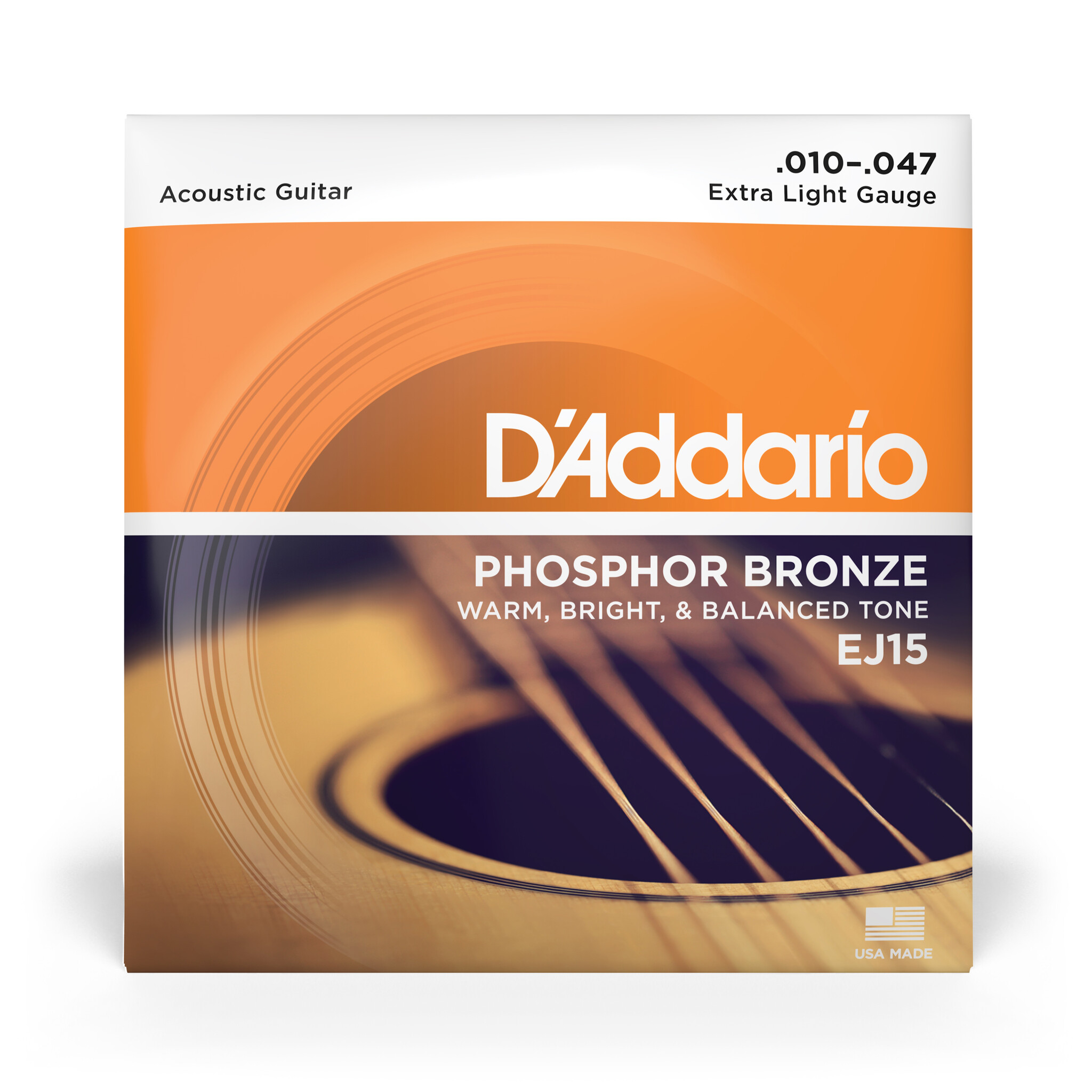 D'Addario EJ15 Phosphor Bronze Akoestische Gitaarsnaren, Extra Light, 10-47