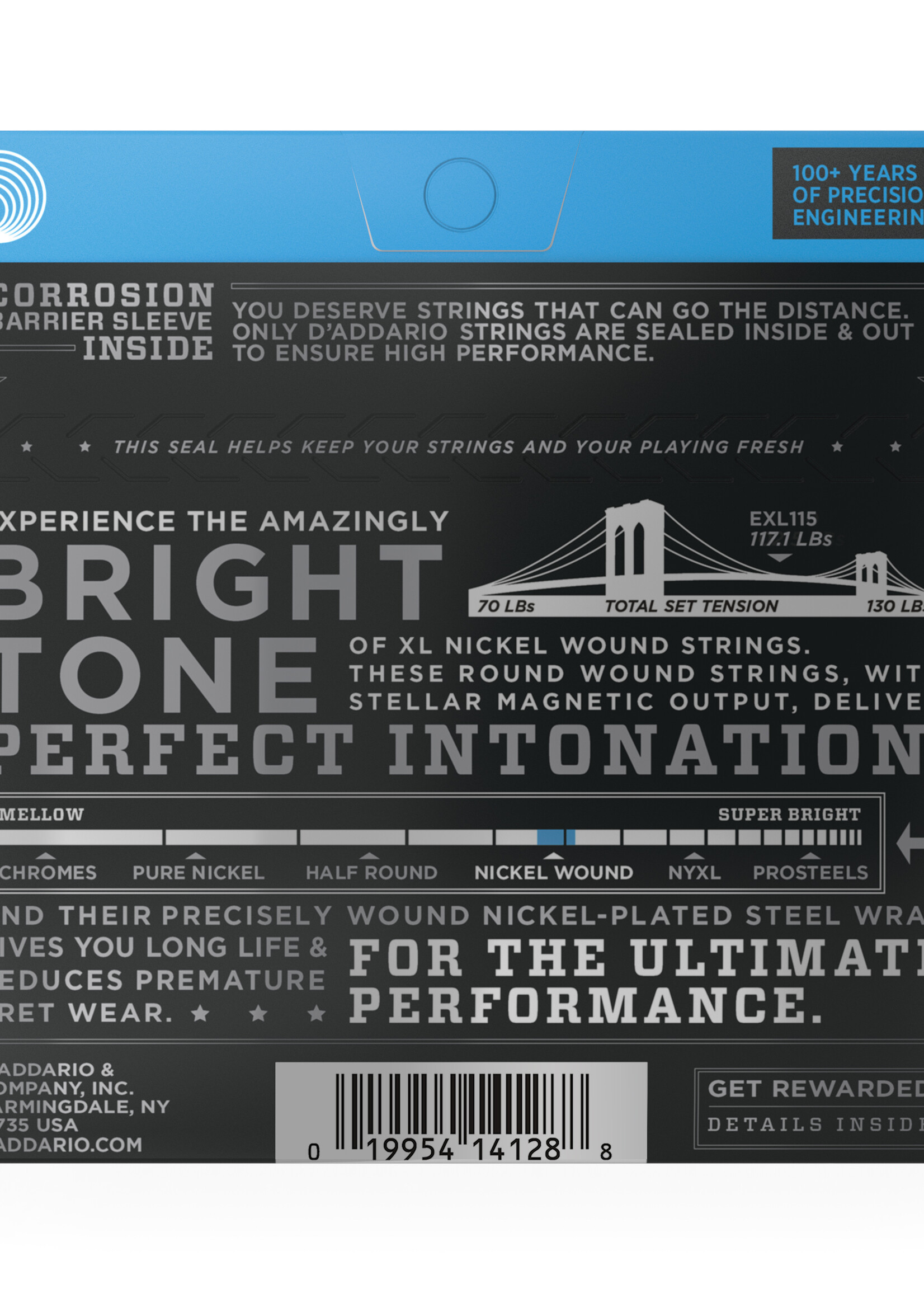 D'Addario D'Addario EXL115 Nickel Wound Elektrische Gitaarsnaren, Medium/Blues-Jazz Rock, 11-49