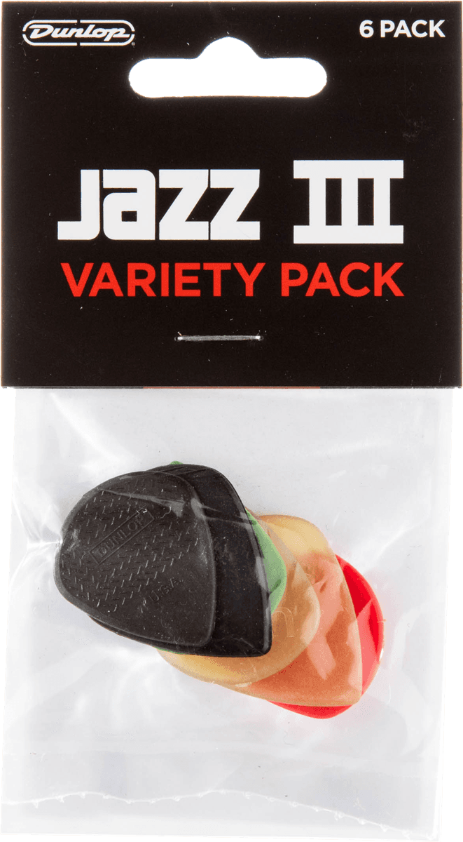 Dunlop PVP101 Jazz III Variety Pack Plectrum (6 stuks)