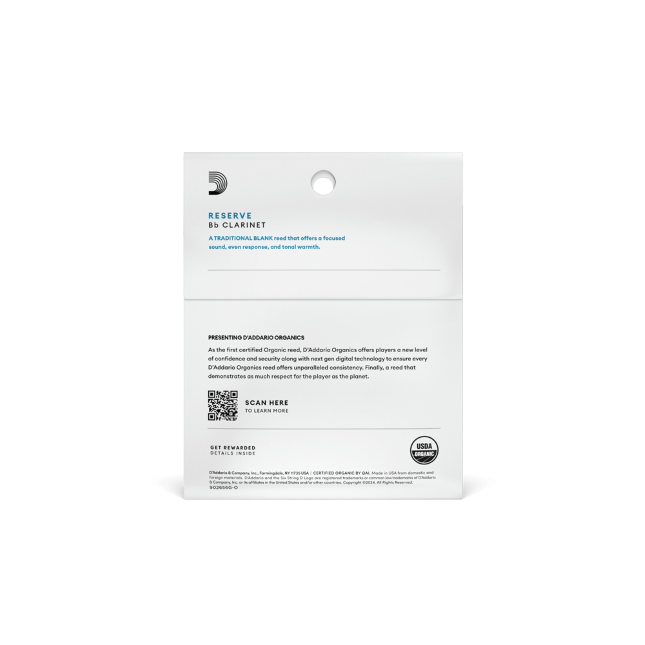 D'addario Organic Reserve besklarinet, 3-pack