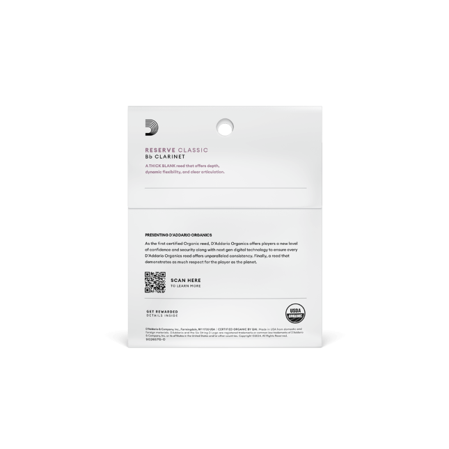 D'Addario Organic Reserve Classic besklarinet, 3-pack