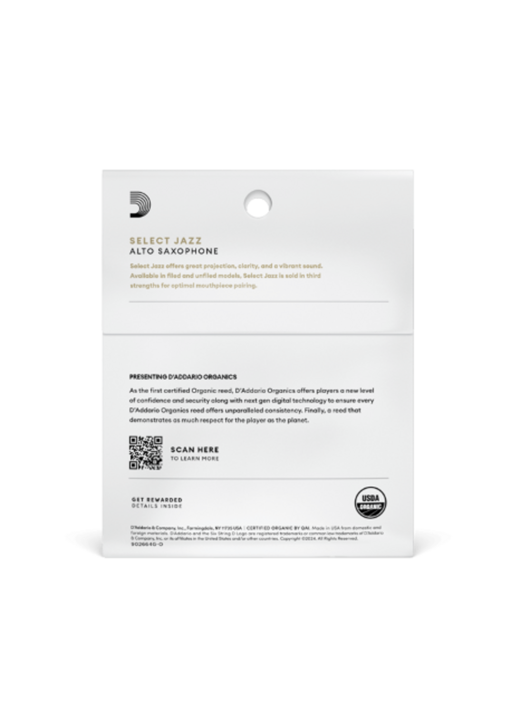 D'Addario Organic Select Jazz Filed altsaxofoon, 3-pack