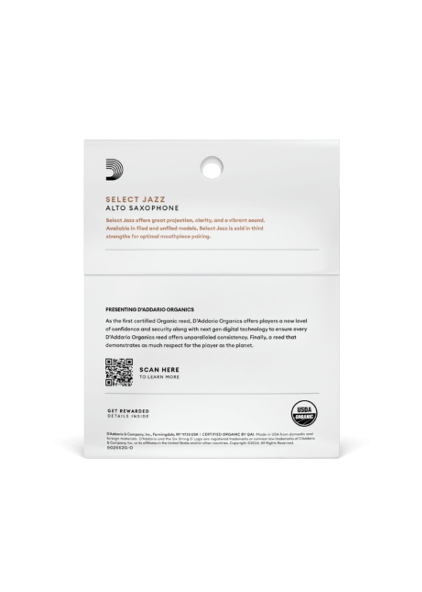 D'Addario D'Addario Organic Select Jazz Unfiled altsaxofoon, 3-pack