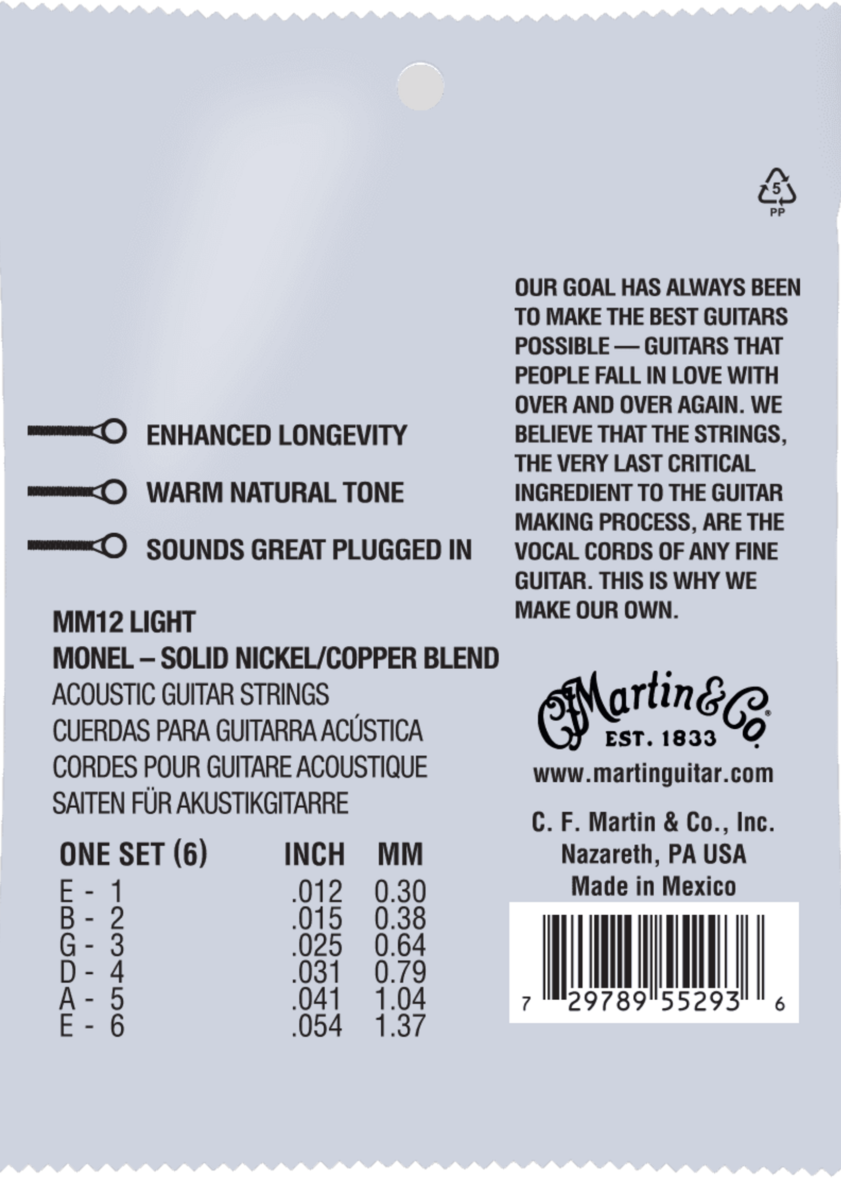 C.F MARTIN & CO Martin MM12 Retro Acoustic Light - Monel legering