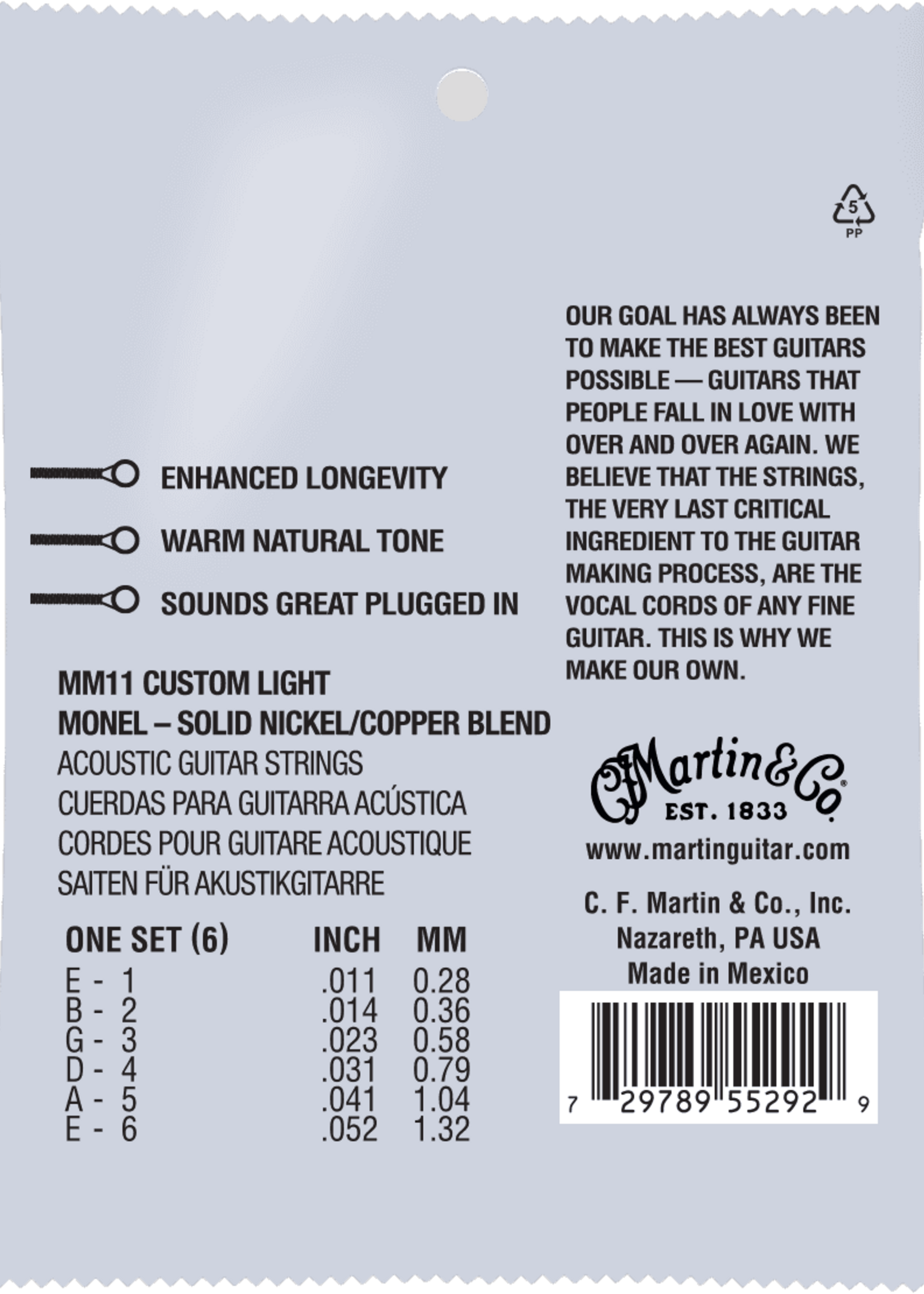 C.F MARTIN & CO Martin MM11 Retro Acoustic Custom Light - Monel legering