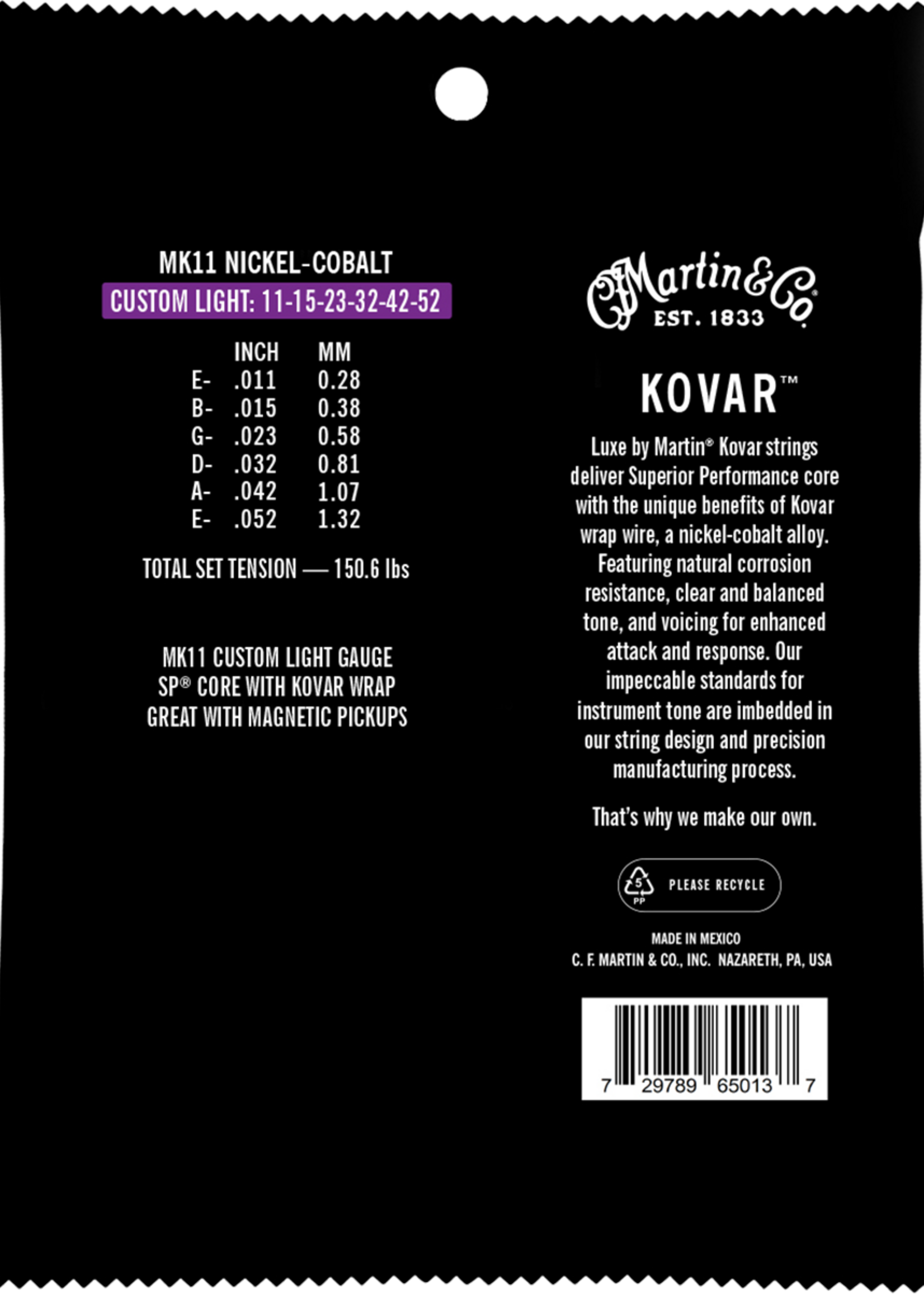 C.F MARTIN & CO Martin MK11 Kovar Custom Light - Nikkel-kobalt
