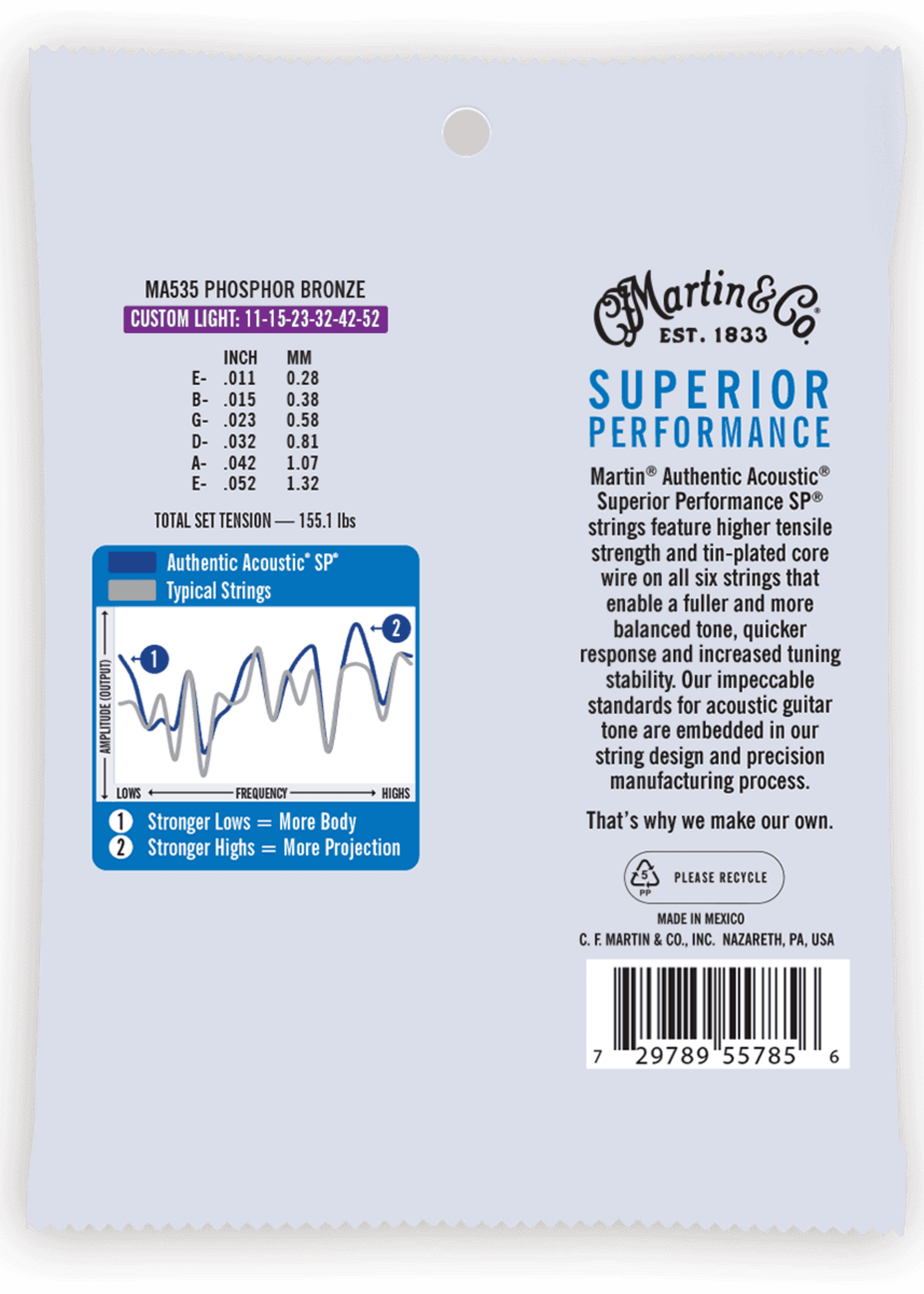 C.F MARTIN & CO Martin MA535 Authentic Custom Light - 92/8 Phosphor Bronze