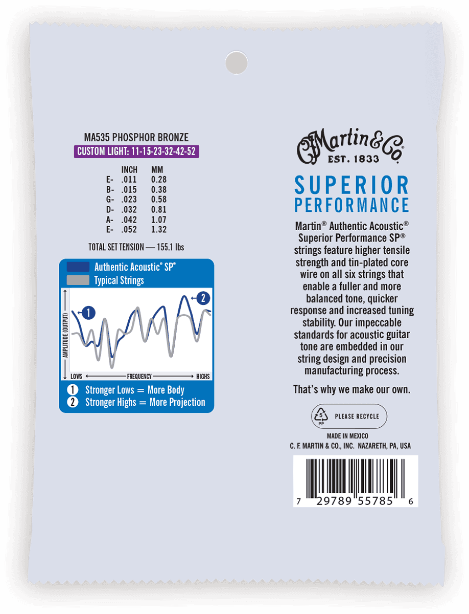 Martin MA535 Authentic Custom Light - 92/8 Phosphor Bronze