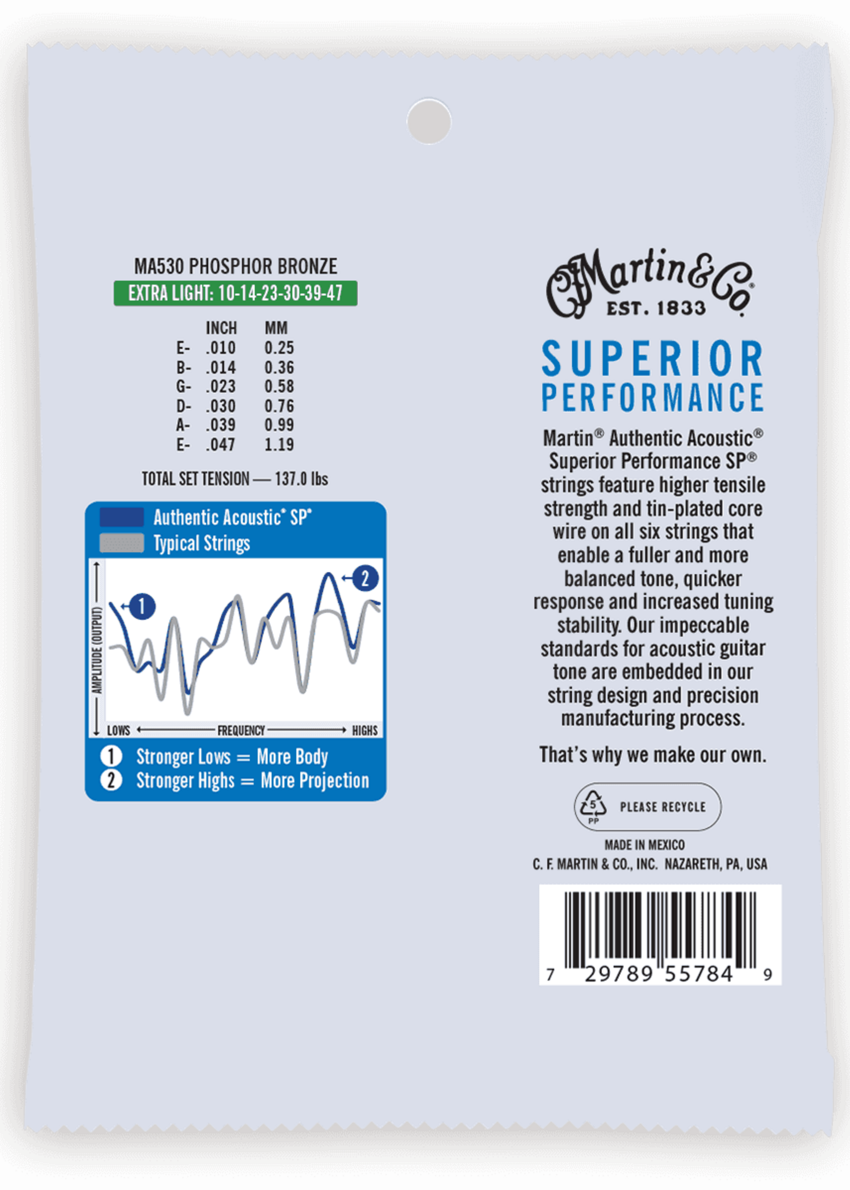 C.F MARTIN & CO Martin MA530 Authentic Extra Light - 92/8 Phosphor Bronze
