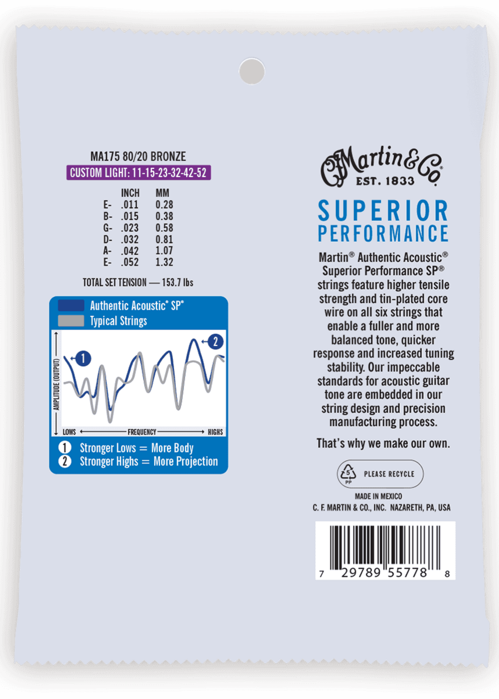 C.F MARTIN & CO Martin MA175 Authentic Custom Light - 80/20 Bronze