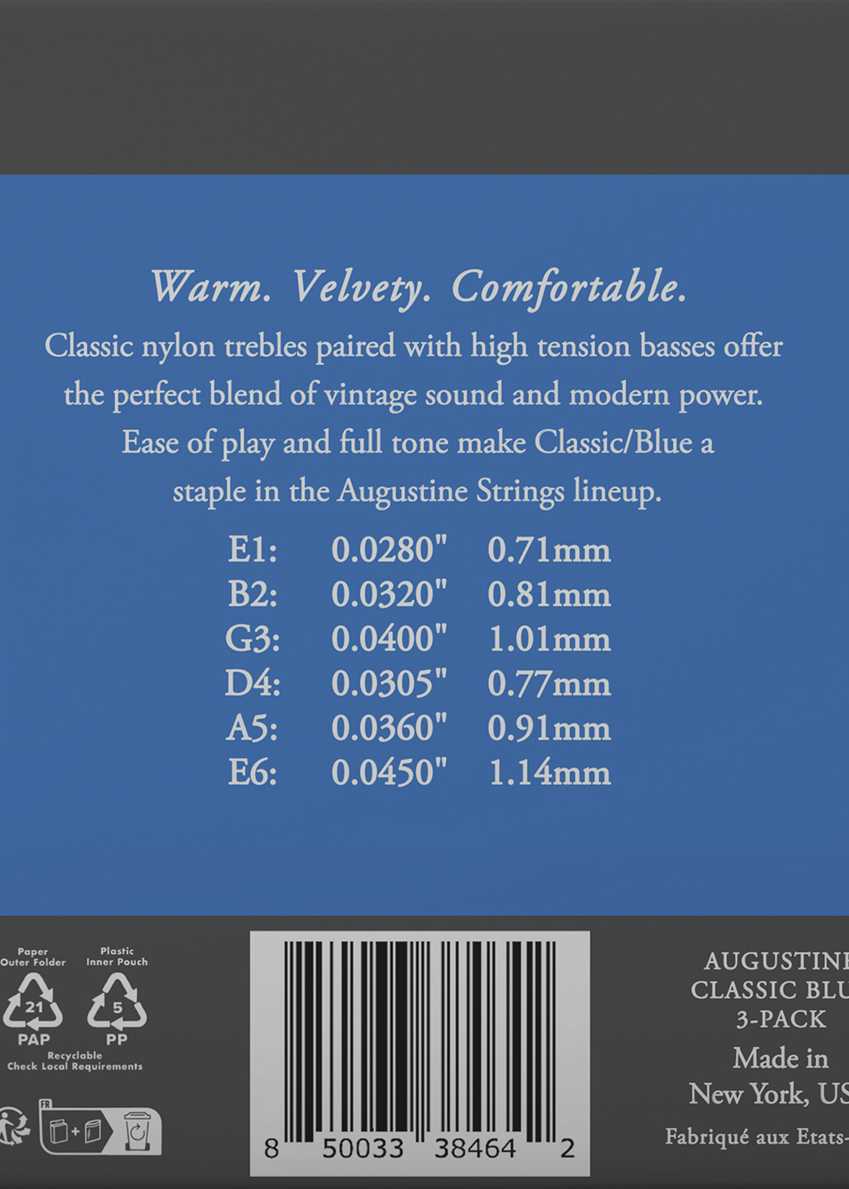 Augustine Augustine Classic Bleu AU BLEU Snaren voor Klassieke Gitaar (High Tension)