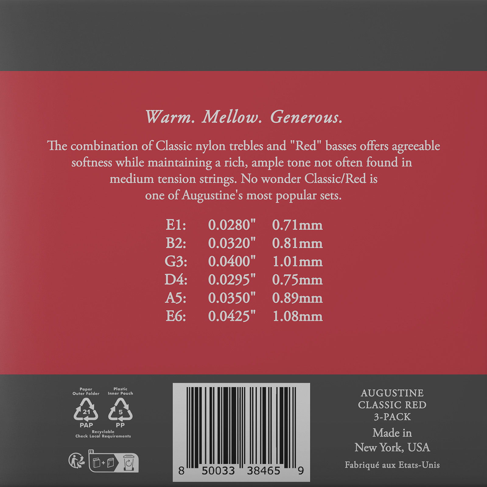 Augustine Classic Red Snaren voor Klassieke Gitaar (Normal/Medium Tension)