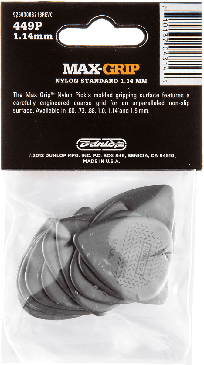 Dunlop 449P114 Max Grip Standard Player's Pack Plectrum 1.14 mm (12 stuks)