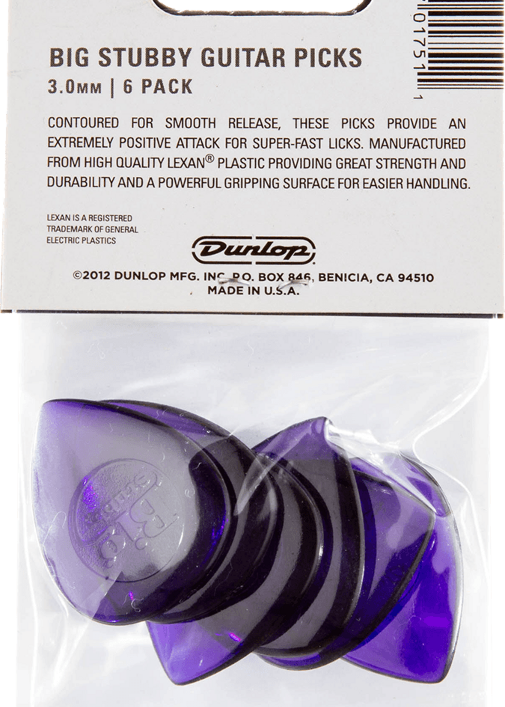 Dunlop Dunlop 475P300 Big Stubby Player's Pack Plectrum 3.00 mm (6 stuks)