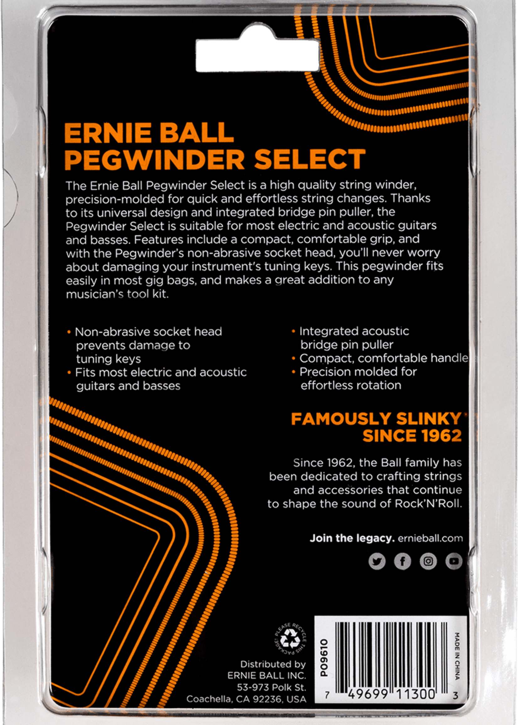 Ernie Ball Ernie Ball Pegwinder| Snarenwinder Gitaar met Bridgepin Puller (EB 9610)