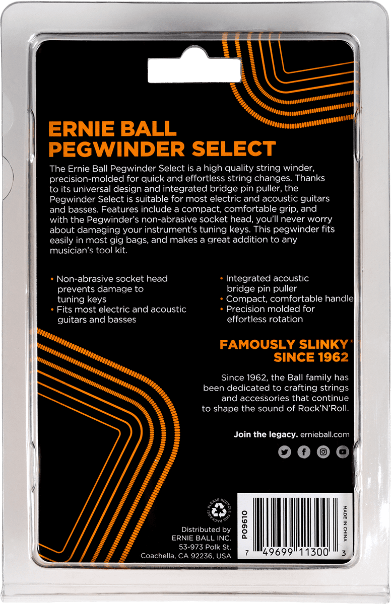 Ernie Ball Pegwinder| Snarenwinder Gitaar met Bridgepin Puller (EB 9610)