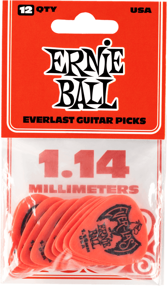 Ernie Ball Everlast Plectrum 1.14mm Rood (12 stuks, EB 9194)