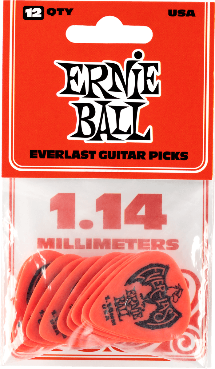 Ernie Ball Everlast Plectrum 1.14mm Rood (12 stuks, EB 9194)