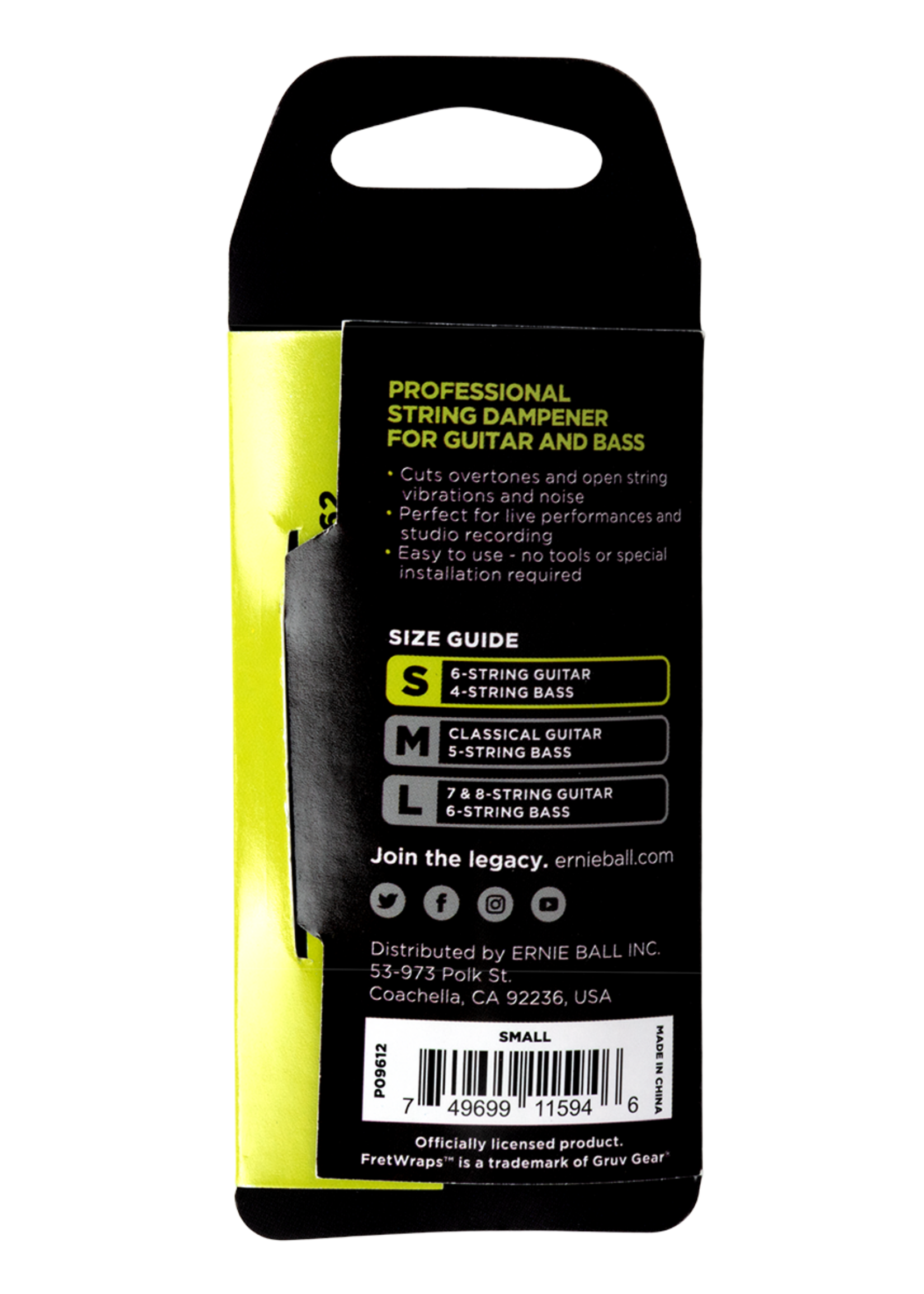 Ernie Ball Ernie Ball Fretwrap Zwart Snaardemper (EB 9612)