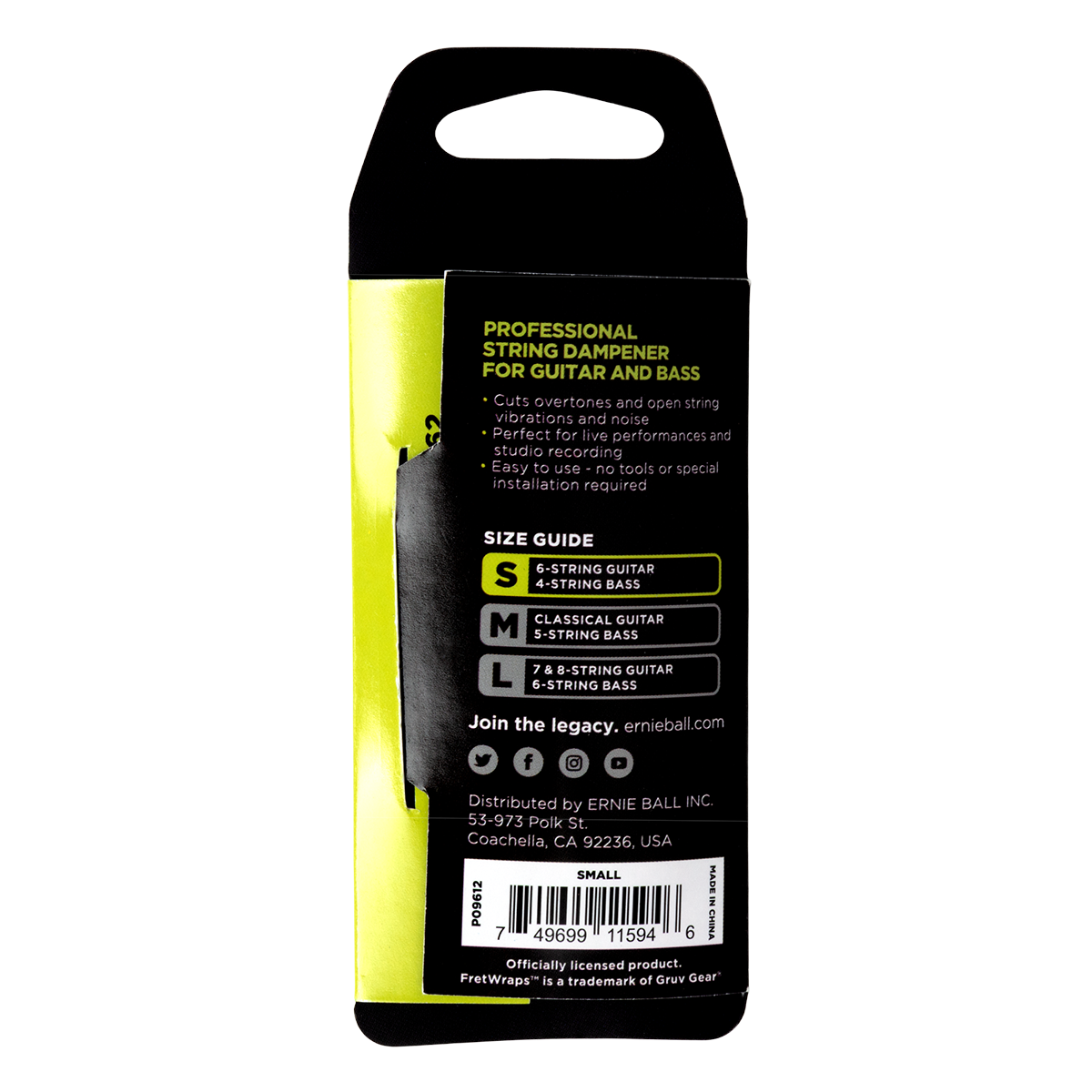 Ernie Ball Fretwrap Zwart Snaardemper (EB 9612)