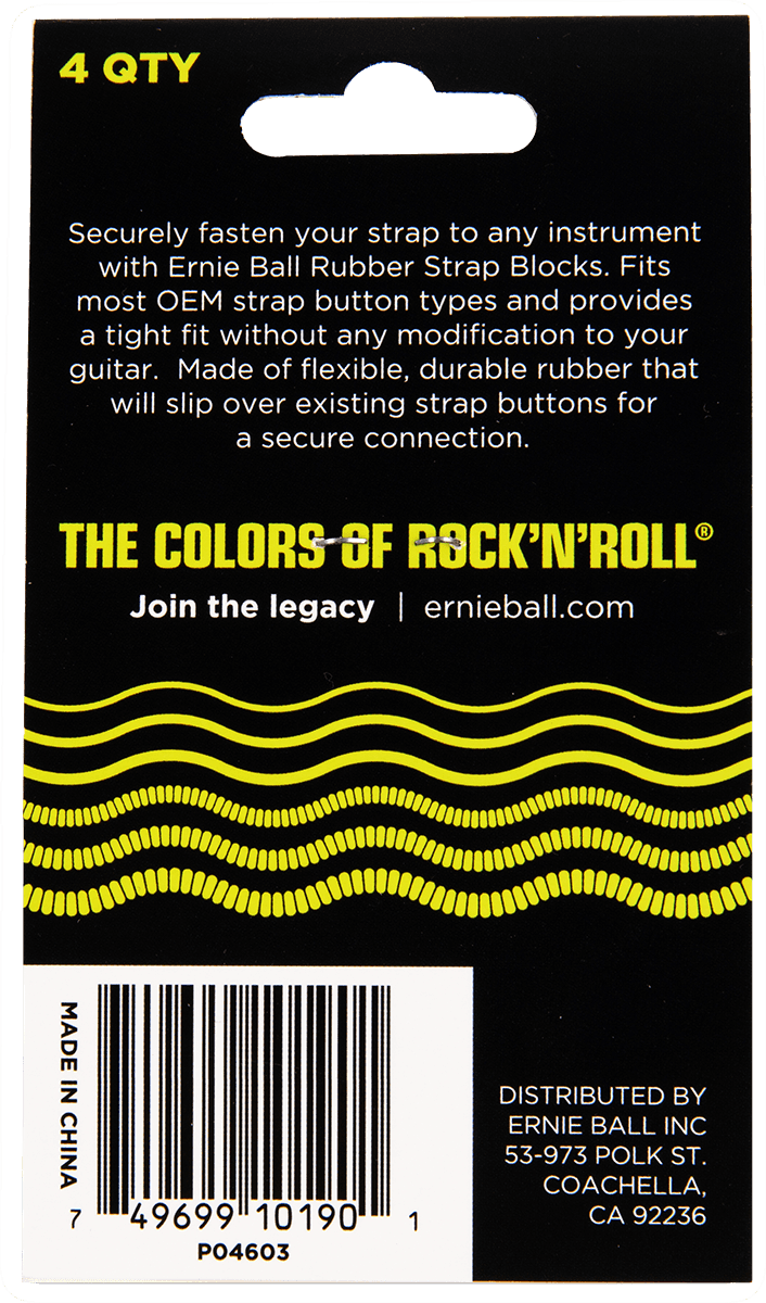 Ernie Ball Strapblocks Zwart (EB 4603) - 4 stuks