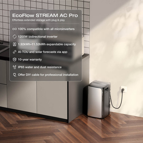 EcoFlow EcoFlow Batterij +Omvormer Stream Pro, Plug&Play, 1.92kWh, 800W(1200W), 3 MPPT 3 IN, Wifi/BT, IP65 EcoFlow EcoFlow Batterij +Omvormer Stream Pro, Plug&Play, 1.92kWh, 800W(1200W), 3 MPPT 3 IN, Wifi/BT, IP65