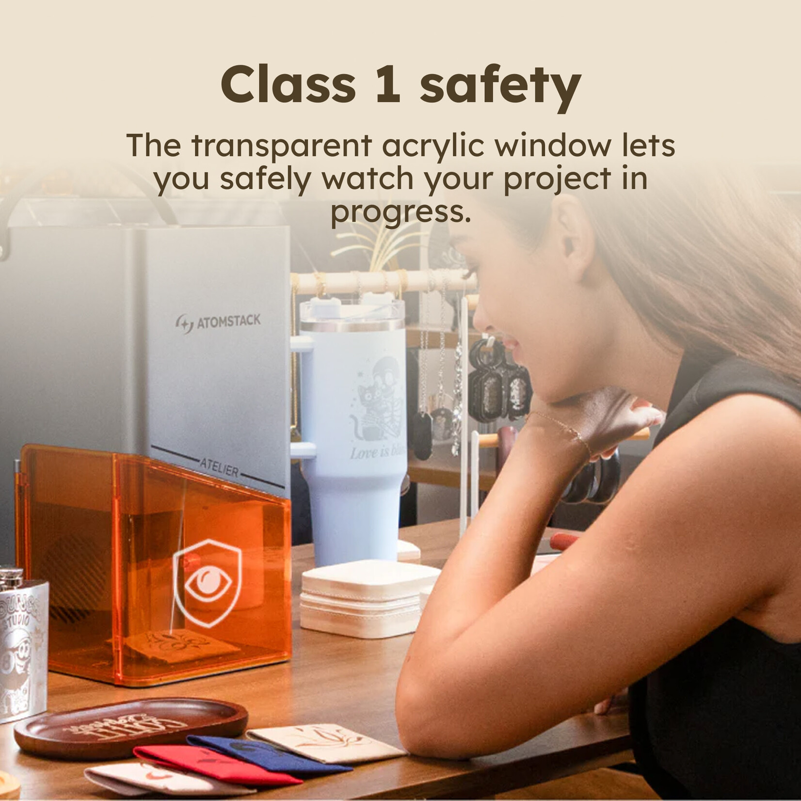 AtomStack Atelier Laser Engraver - 12 W Diode Galvo - Class 1