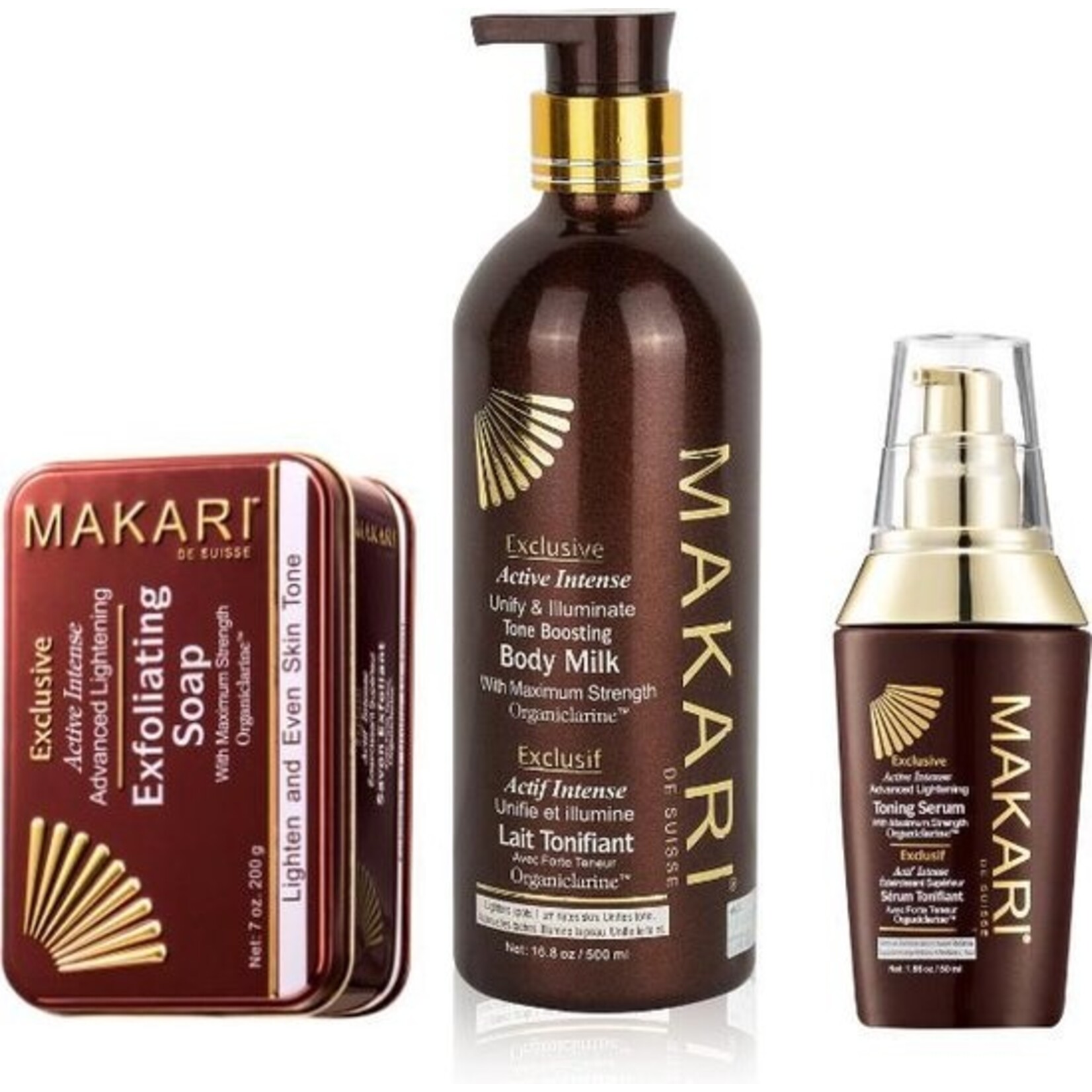 MAKARI Active Intense Exclusive Body Milk Soap and Serum set
