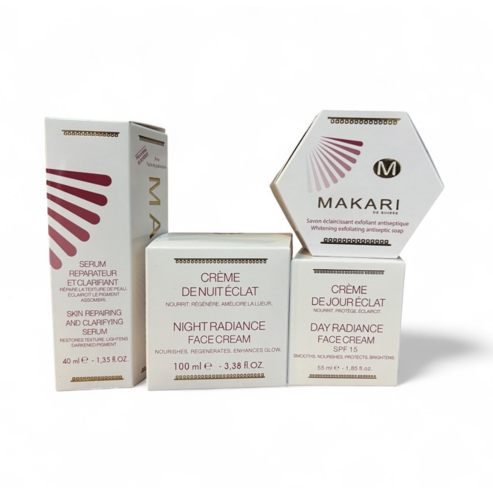 MAKARI 4 PRODUCT Set Makari Classic Body Milk - Dagcreme - Nacht Creme - Soap