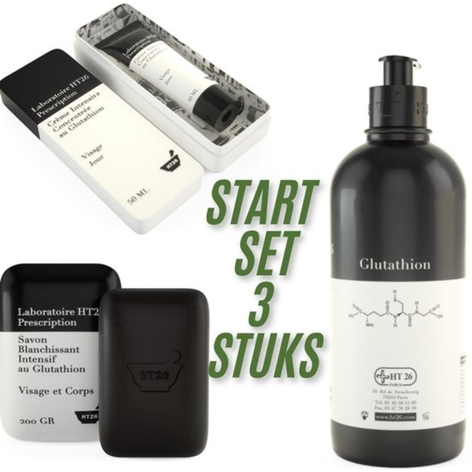 HT26 Paris Glutathion Set Daycreme,  Bodymilk & Soap