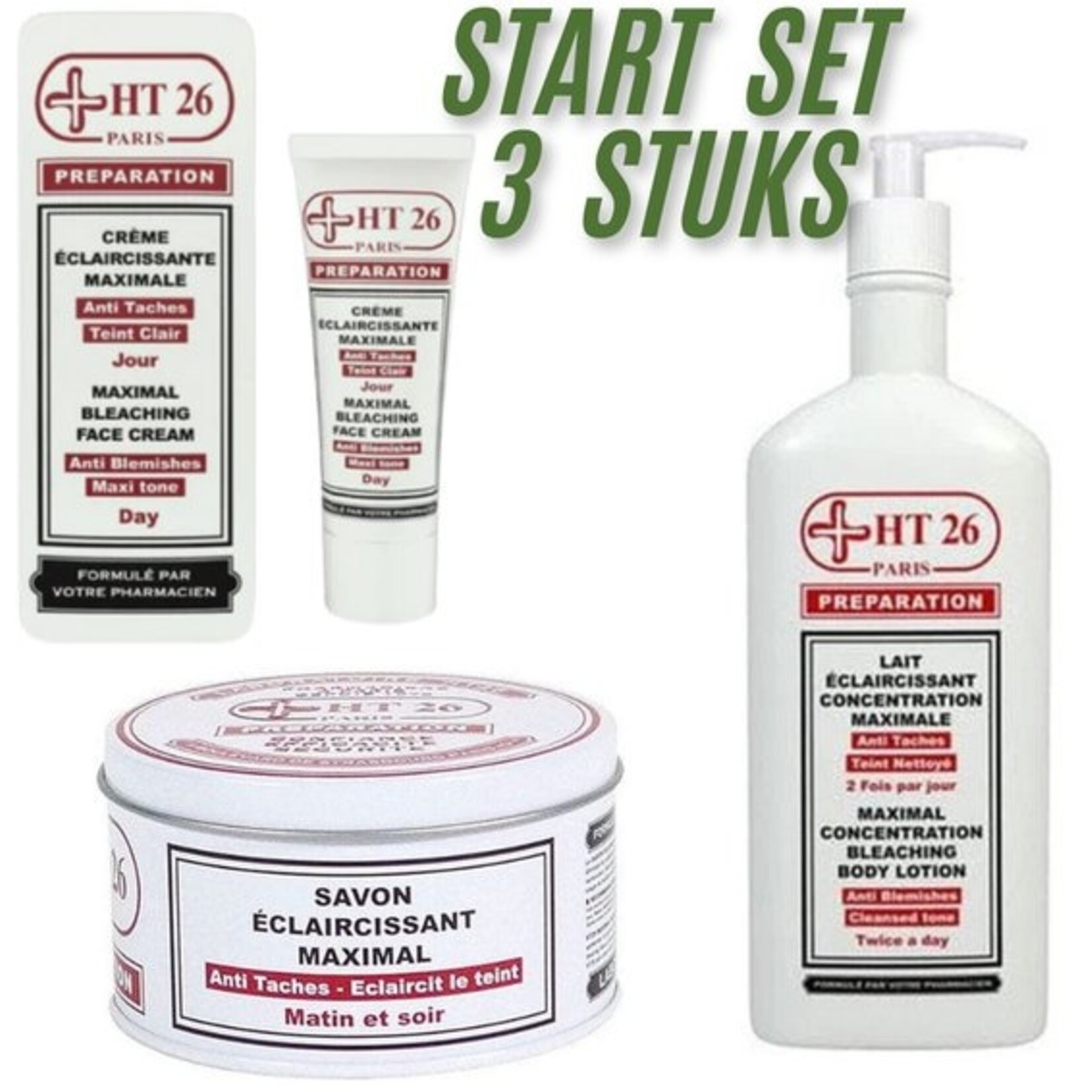 HT26 Paris 3 product Set Body Milk, Facial Cream & Cleanser 450ml + 50ml + 200g