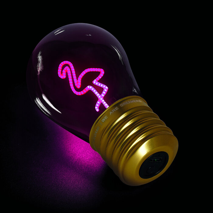 Legami LIGHTBULB-SHAPED TABLE LAMP - BULB FICTION - FLAMINGO