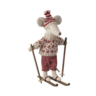 Maileg Maileg - Winter mouse with ski set, Mum - Red