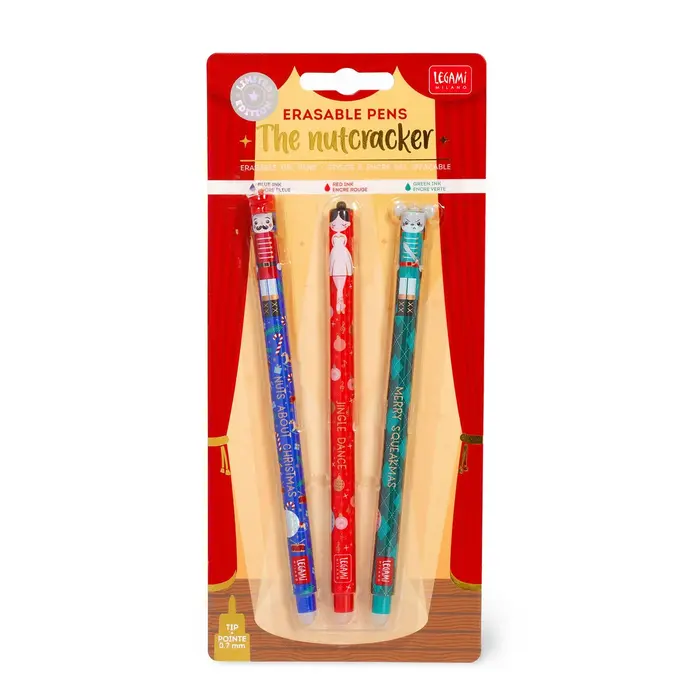 Legami SET VAN 3 UITWISBARE LEGAMI PENNEN - CHRISTMAS - NUTCRACKER/BALLERINA/MOUSE