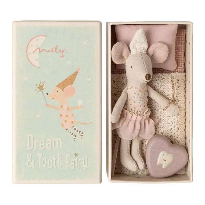 Maileg Tooth fairy mouse, Little sister in matchbox