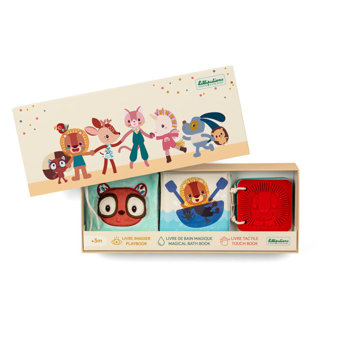 Lilliputiens 3 sensorische boeken voor baby's - Jungle