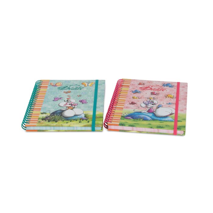 Diddl Diddl - Notitieboekje A5 (spiraal ringen, elastiek glitter band)
