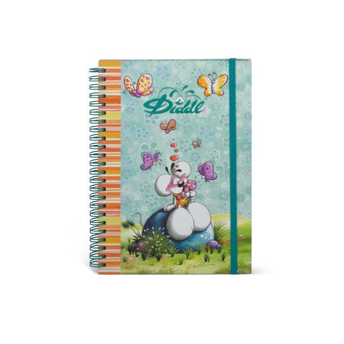 Diddl Diddl - Notitieboekje A5 (spiraal ringen, elastiek glitter band)