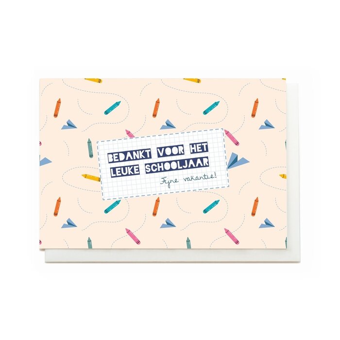 Enfant Terrible paper goods Wenskaart - Bedankt voor het leuke schooljaar - Fijne vakantie!