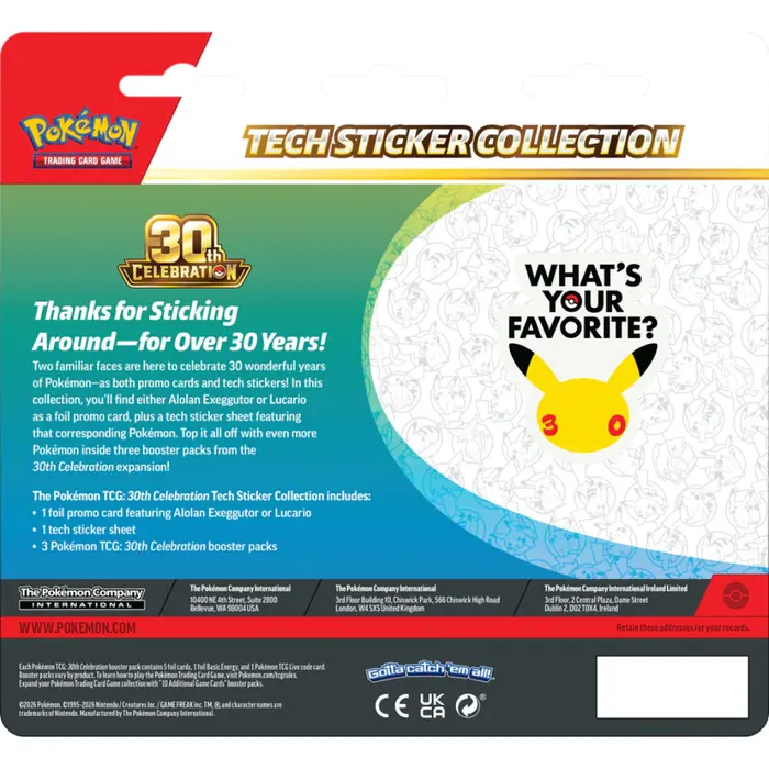 Pokémon Pokémon - 30th Celebration - Tech sticker collection